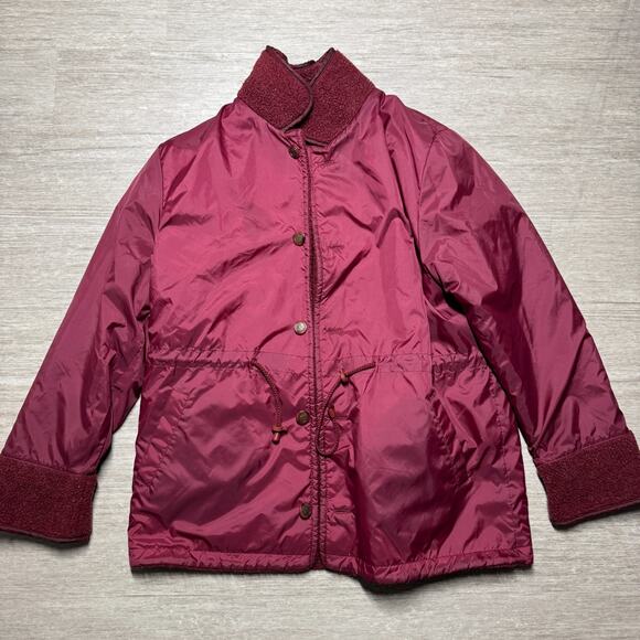 CS Signature Reversible Fleece Jacket Women's L Red Button Front Coat Cozy Warm - Picture 2 of 8